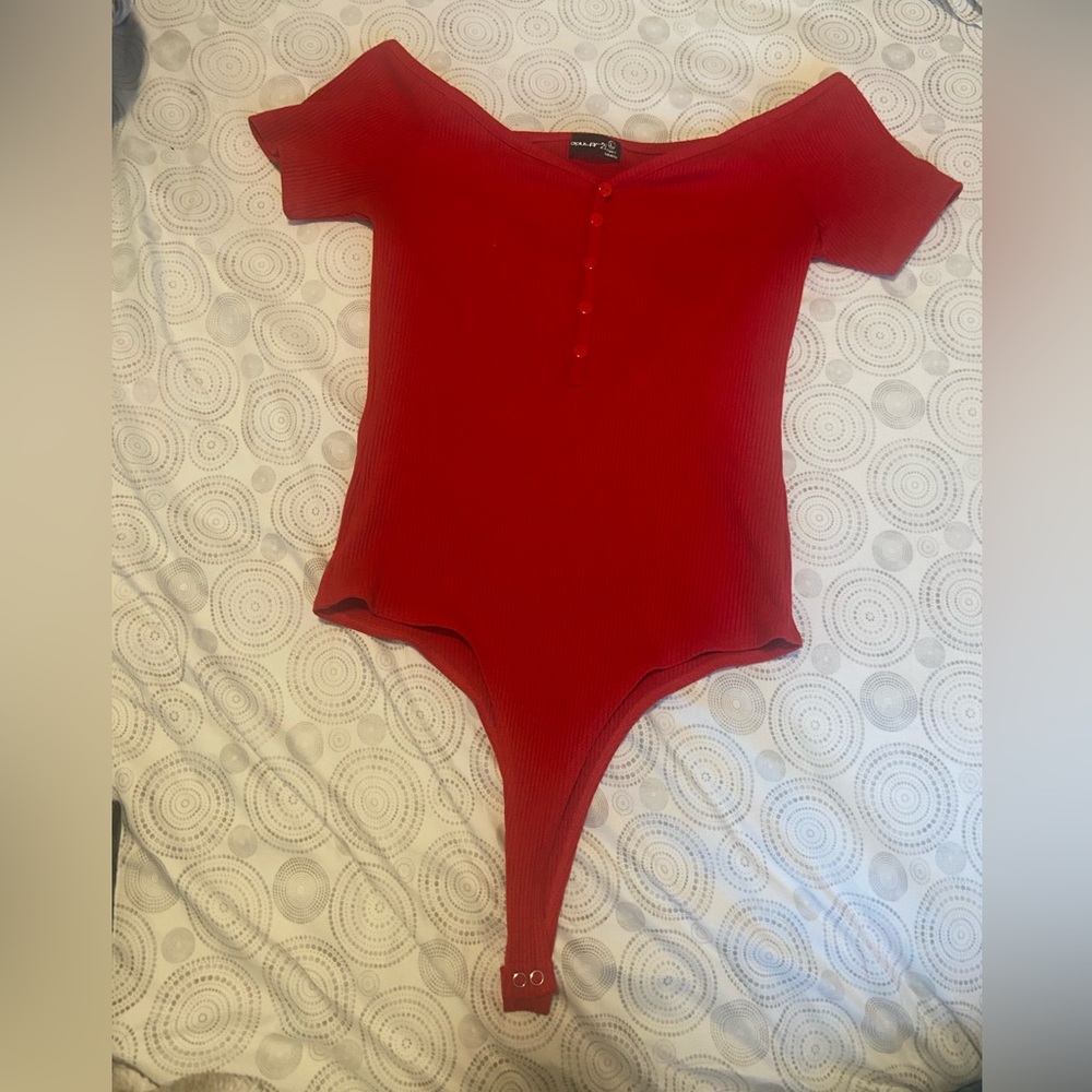 Red bodysuit top